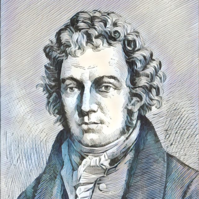 Imagem adaptada de um retrato de André-Marie Ampère.