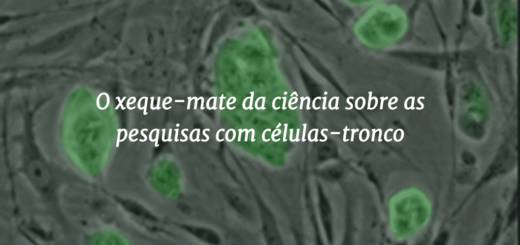 Imagem de capa do post com o título "O xeque-mate da ciência sobre as pesquisas com células-tronco" e células-tronco embrionárias de ratos ao fundo.