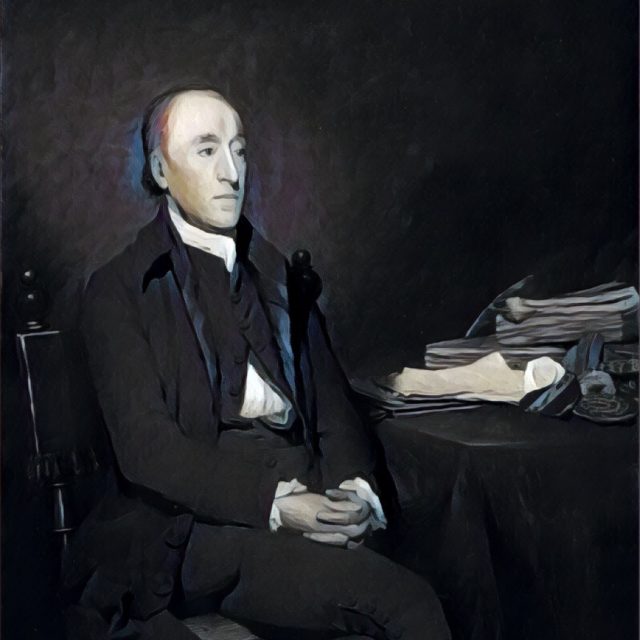 Imagem adaptada de um retrato de James Hutton.