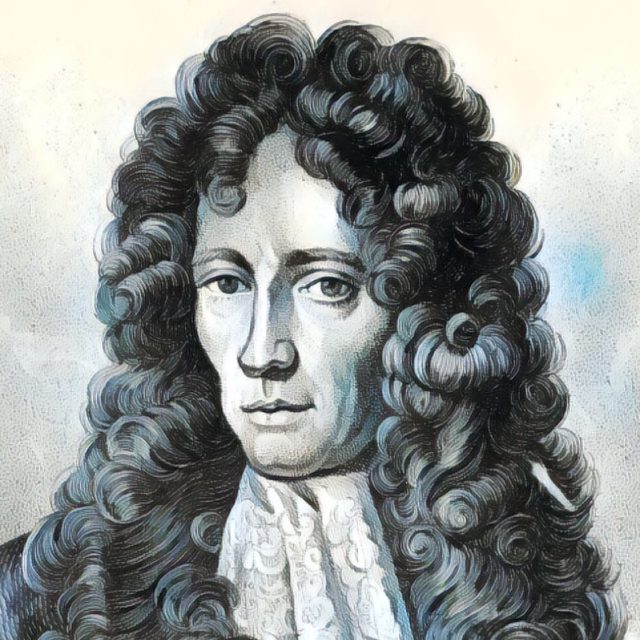 Imagem adaptada de um retrato de Robert Boyle.